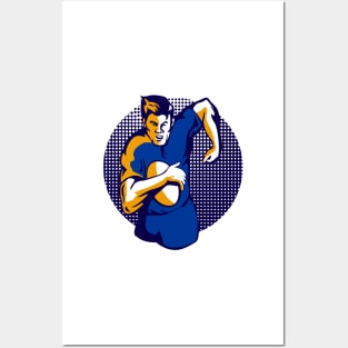 Rugby Winger With Ball Retro Posters and Art